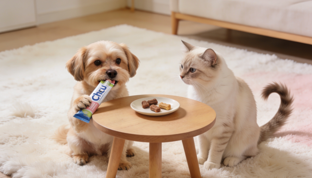 고양이 강아지 츄르 교차 급여