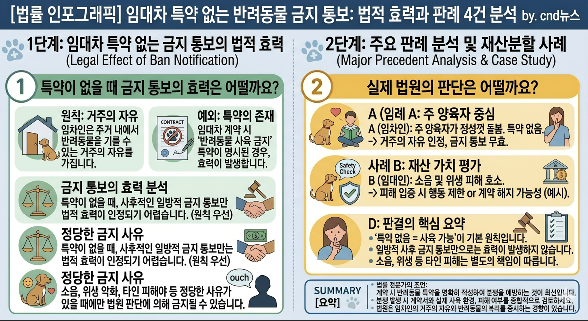 반려동물 임대차 특약 없는 반려동물 금지 통보 법적 효력과 판례 4건 분석 인포그래픽